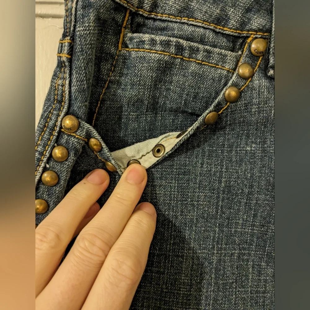 Vintage Studded Western Y2K 90s Mini Midi Denim Skirt Small size 4